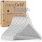 Casafield - 10 Wooden Suit Hangers - Premium Lotus Wood with Notches & Chrome Swivel Hook for Dress Clothes, Coats, Jackets, Pants, Shirts, Skirts